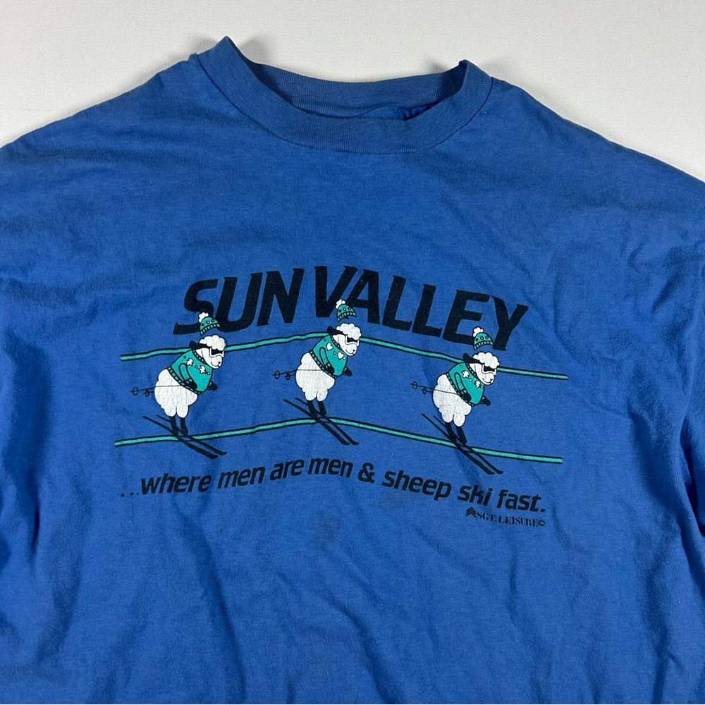 Vintage 90s Single Stitch SGT Leisure Ski Shirt Made in USA Mens XL Humor Sheep